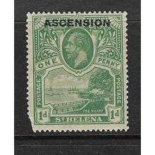 ASCENSION 1922 GEORGE V 1d MINT HINGED SG2 corner perf fault