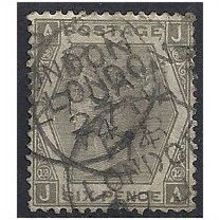 1873 SG125 6d Grey Good Used "JA"...