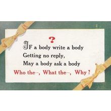 If You Write A Letter Body Getting No Reply WHY Proverb Motto Antique Postcard
