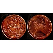 Australia Two Cent 1966 Used Coin Frilled neck-lizard 2c QE II