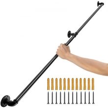 Pipe Stair Handrail, 6FT Staircase Handrail, 440LBS Load Capacity Carbon Ste...