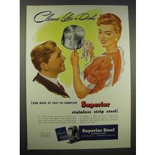 1946 Superior Steel Ad - Cleans Like a Dish