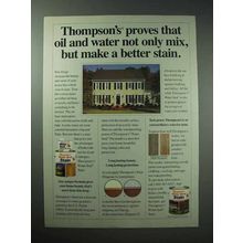 1990 Thompson's Water Seal Stain Ad - Oil and Water Mix