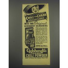 1946 Gebhardt's Eagle Chili Powder Ad - Now you can make real Chili con carne