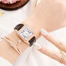 Women Fashion Tonneau Square Strap Quartz Watch, White, Red, Brown, Green, Black