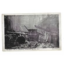 The Great Fire, St George's, Leicester, Leicestershire, Postcard.