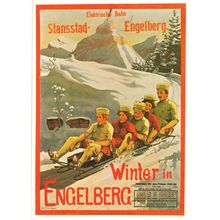 Engelberg Stansstad Sleighing Winter Sports Switzerland Poster Postcard