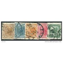 1904 5 different values - fine used (o) - with control stripes