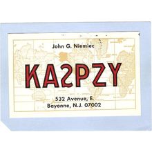 New Jersey Bayonne QSL Card KA2PZY John G Niemiec 532 Ave E~1017