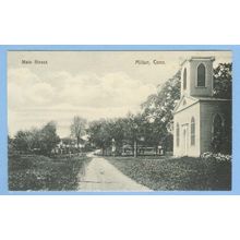 CT Milford Main St View OF Narrow Dirt Road w/Old Church In ForegroundOld ~537