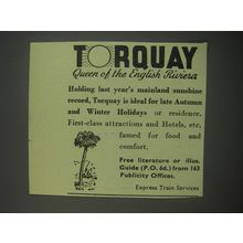 1954 Torquay England Ad - Torquay queen of the English Riviera