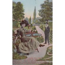 Maid Maiden Prettiest Girl In Flower Field Garden Antique Romance Love Postcard
