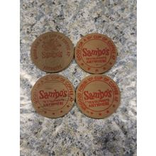 4 Vintage SAMBO'S RESTAURANT 10 Cent Coffee WOODEN Tokens Coins