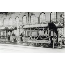 Warrington Tramways Old Decorated Bus Tram Old PB Postcard Photo