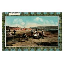 Postcard UK Scotland Ayrshire Ayr on the sands children border of Gordon tartan