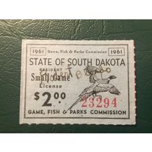 ICOLLECTZONE US South Dakota 1961 Resident Small Game Revenue Stamp VF used