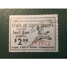 ICOLLECTZONE US South Dakota 1961 Resident Small Game Revenue Stamp VF used