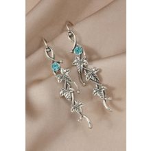 Silvery Vintage Ivy Leaf Gemstone Dangle Earrings
