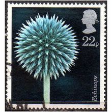 Great Britain 1987 Flowers Lammer 22p Globe Thistle Used SG 1348 Sc 1169 stamp