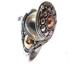 Sterling Silver Bali Poison Ring with Layered 18k gold accents