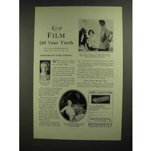 1927 Pepsodent Toothpaste Ad - Keep Film Off