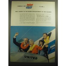 1959 United Air Lines Ad - Hawaii on United Air Lines only hours to the warm