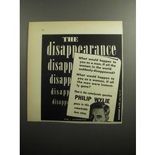 1951 Rinehart & Co. Book Ad - The Disappearnace by Philip Wylie