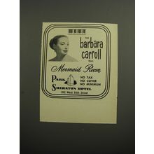 1952 Park Sheraton Hotel Ad - The Barbara Carroll Trio