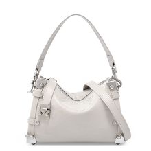 Women Genuine Leather Shoulder Purses and Handbags Ladies Roomy Tote Bags White
