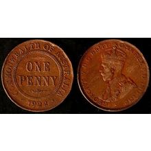 Australia One Penny 1922 Used Coin 1d Geo V