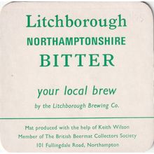 BEER MAT - LITCHBOROUGH BREWING CO - BITTER - (Cat No 001) - (1975)