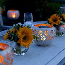 5.4” 4-Pack Decorative Metal Solar Patio Light with Flickering Flame, Waterproof