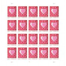 Cut Paper Heart Love Series - Sheet of 20 Current Rate Stamps Scott 4847