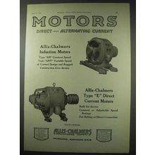 1922 Allis-Chalmers Motors Ad - Induction, Type E DC
