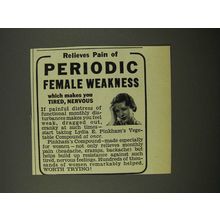 1941 Lydia E. Pinkham's Vegetable Compound Ad - Pain