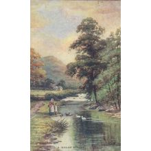 A Welsh Stream River Antique Panel Card Wales Old Postcard