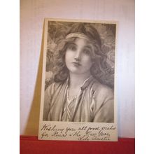 SUMMER, A PRETTY YOUNG LADY . used antique postcard =