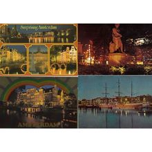 Amsterdam Holland Night Illuminations 4x Postcard s