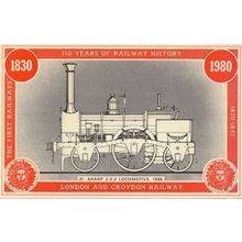 Sharp 2-2-2 Locomotive 1838 London & Croydon Train Railway Postcard