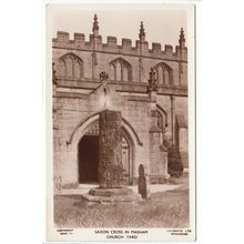 Saxon Cross in Masham Church Yard Yorkshire RP Postcard