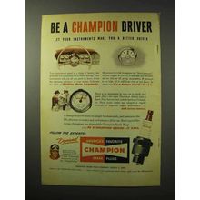 1950 Champion Spark Plugs Ad - Be A Champion Driver