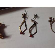 womens goldtone hanging with red jewel earrings
