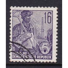 EAST GERMANY DDR 1953 5 YEAR PLAN LINE TYPE 16pf VIOLET VALUE USED SG E162