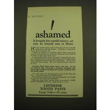 1924 Listerine Tooth Paste Ad - Ashamed it brought him untold misery