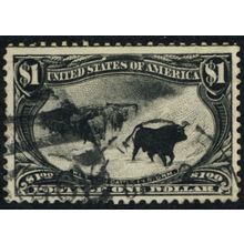 292, Used VF $1 Cattle in Storm - Pretty Stamp! - Stuart Katz