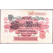 1914 Germany Banknote 2 Mark Red SN