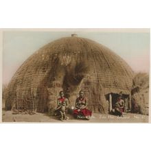 Native Life Zulu Hut Zululand Natal South Africa Real Photo Hand Coloured Postca