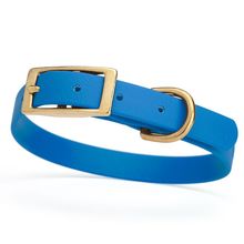 Dog Pet Collar with Brass Hardware Size S W 5/8” L 12” - 15” Cerulean Blue