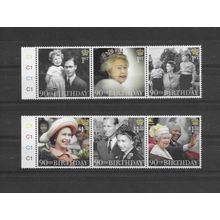 GB Stamps 2016 90th Birthday of Q Elizabeth II Marginal Set sg3826 - sg3831 MNH