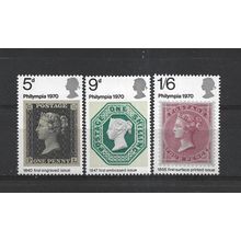 GB.Philympia 70 Stamp Exhibition set of 3.Mounted Mint.Jul25a
